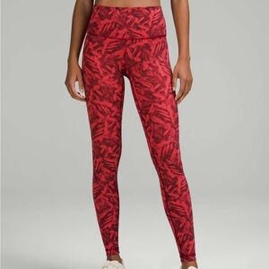 Lululemon Wunder Under High-Rise Tight Legging Spray Leaf Fireside Red Multi